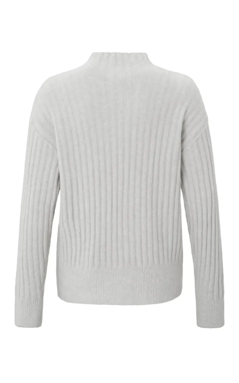Yaya - Ribbed Turtle Neck Sweater in Moonstruck Grey